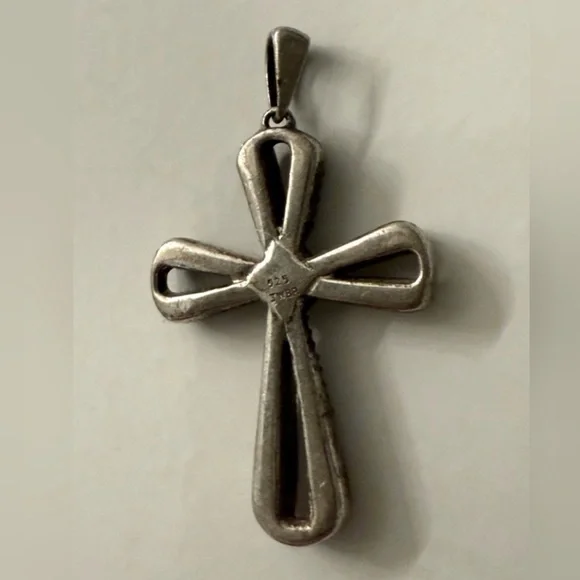 Vintage 925 Sterling Silver Marcasite Religious Cross
Pendant - Picture 3 of 11
